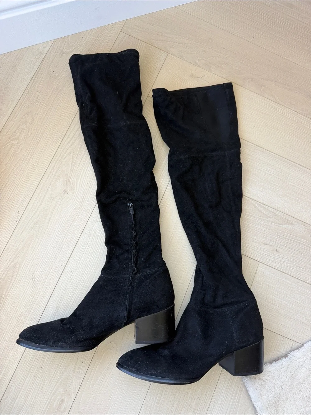 Calvin Klein Black Suede Over-the-Knee Suede Block Heel Boots